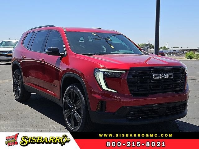 2026 GMC Acadia Elevation in Volcanic Red Tintcoat — front three-quarter view