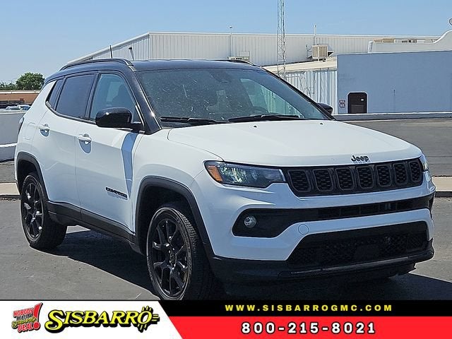 2024 Jeep Compass Latitude in White — front three-quarter view