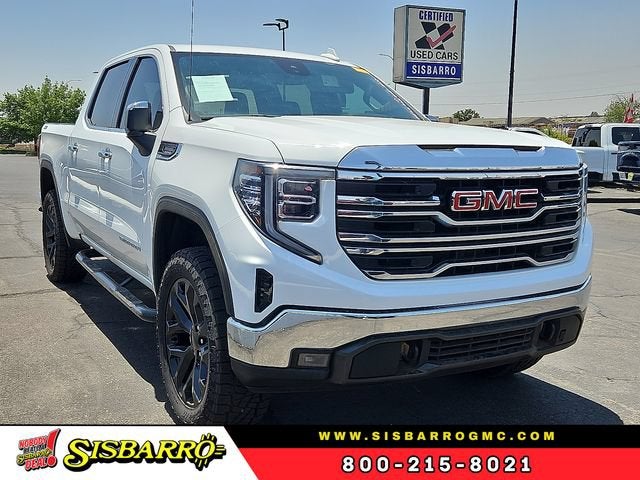 2023 GMC Sierra 1500 SLT in Summit White — front three-quarter view